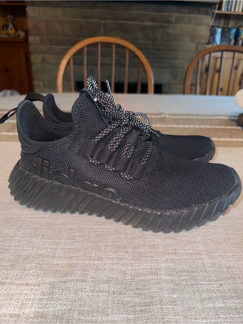 adidas Black Knit Athletic Sneakers with Reflective Laces